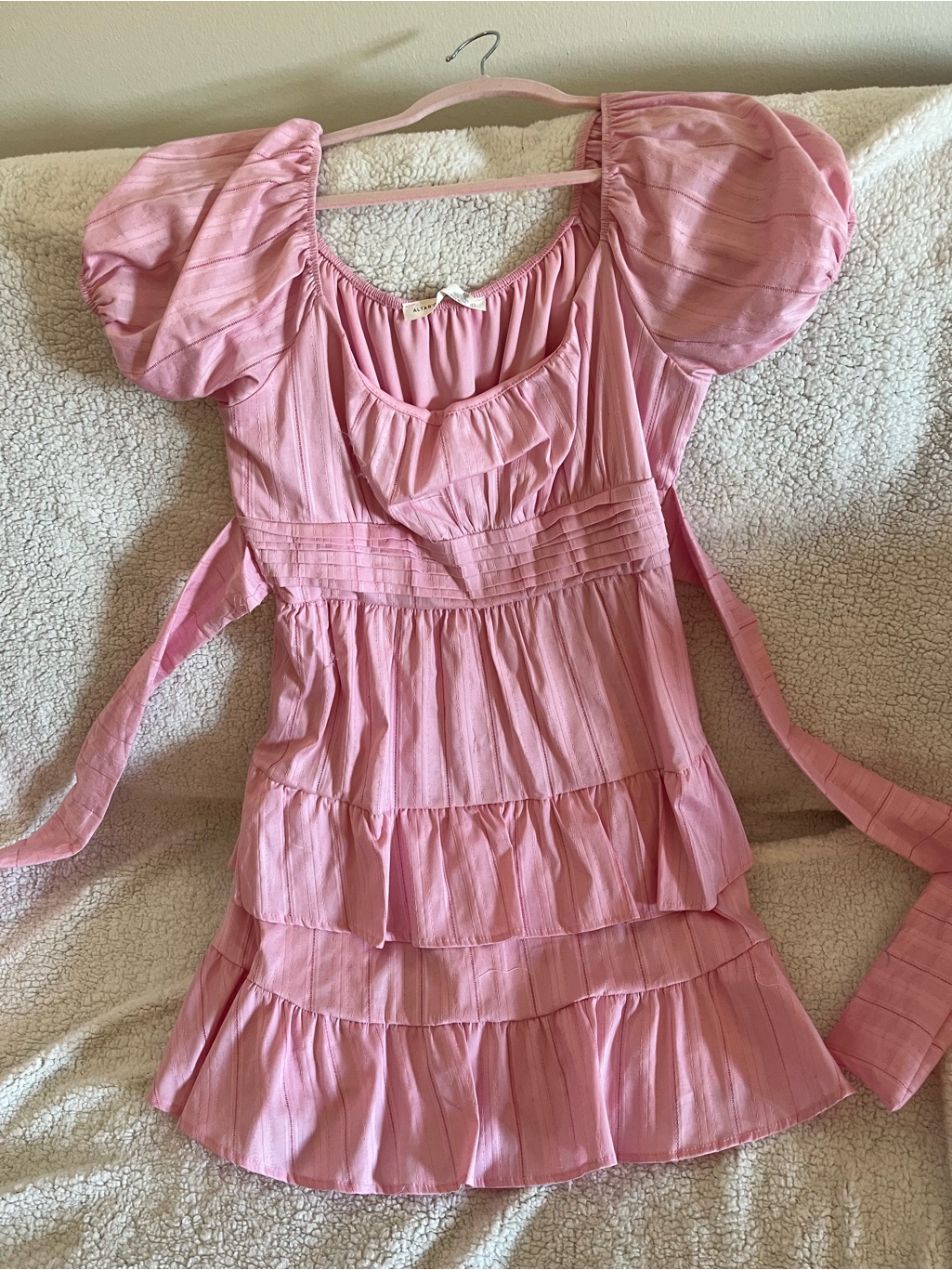 Altar'd State Light Pink Ruffled Bodice Dress Size L-Brand New